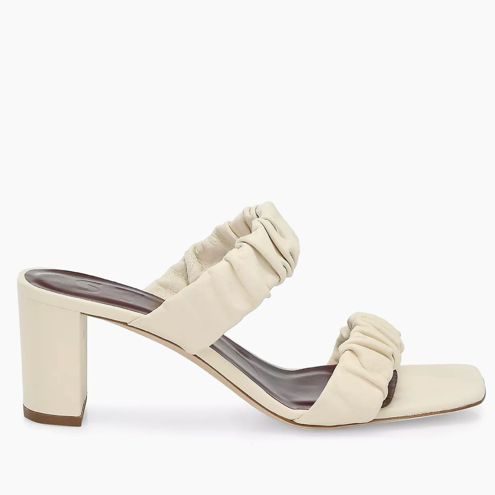NEW STAUD Frankie Ruched Sandal in Cream | Size 37